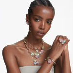 Idyllia ring Mixed cuts, Flower, Multicolored, Gold-tone plated